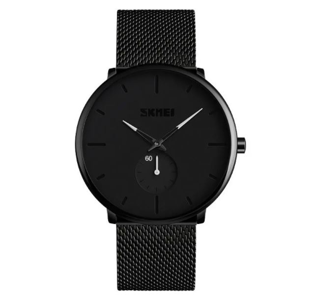 Men's Ultra Thin Classic Mesh Steel Quartz Space Black Watch