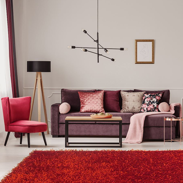 Super Fine Handmade Red Spaghetti Polyester Shaggy Carpet