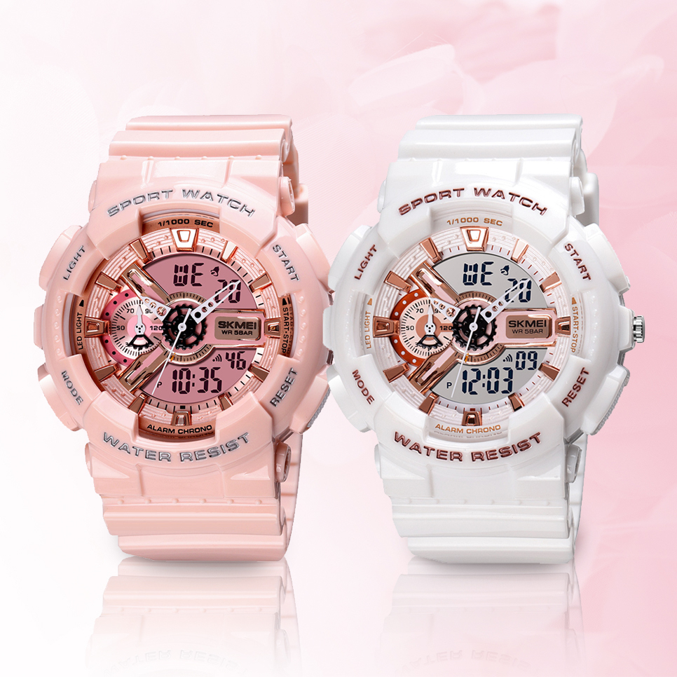 Women's Shock Resistant Dual Time Sports Watch 