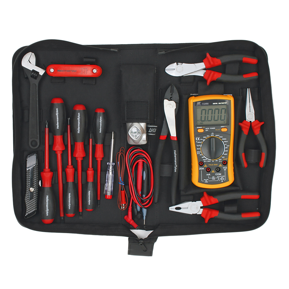 16-Piece Electrical Tool Kit with T235h Multimeter Digital