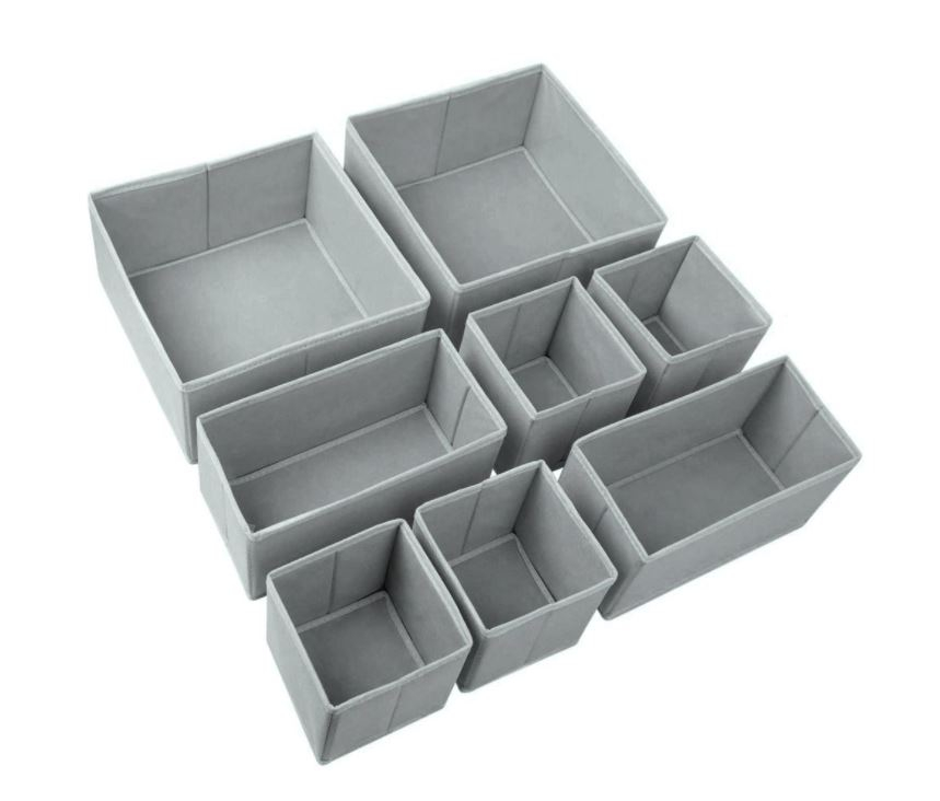 Set of 8 Foldable Storage Box Dresser Drawer Organisers