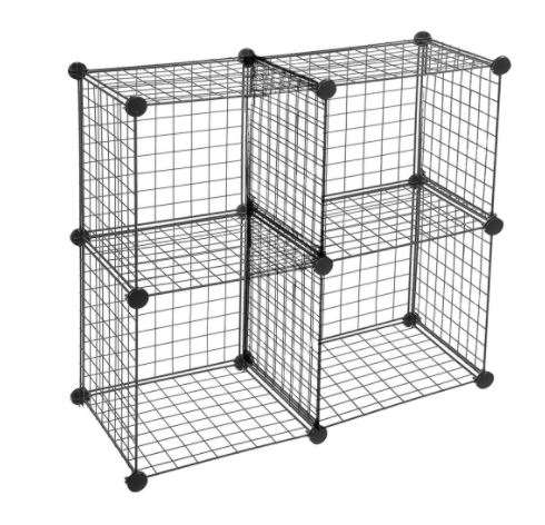 Set of 4 Storage Modular Grid Wire Shelves