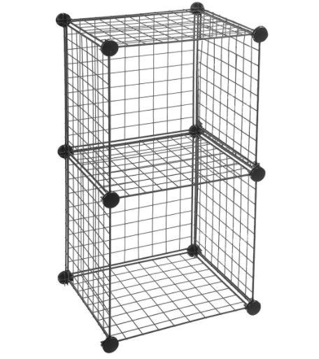 Set of 2 Modular Grid Wire Shelves