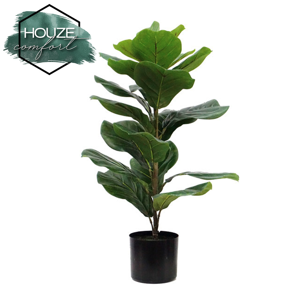 Artificial 75cm Plastic Ficus Lyrata Pot Plant