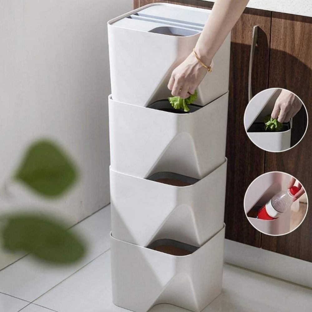 Set of 2 Smart Stackable Recycling Bins