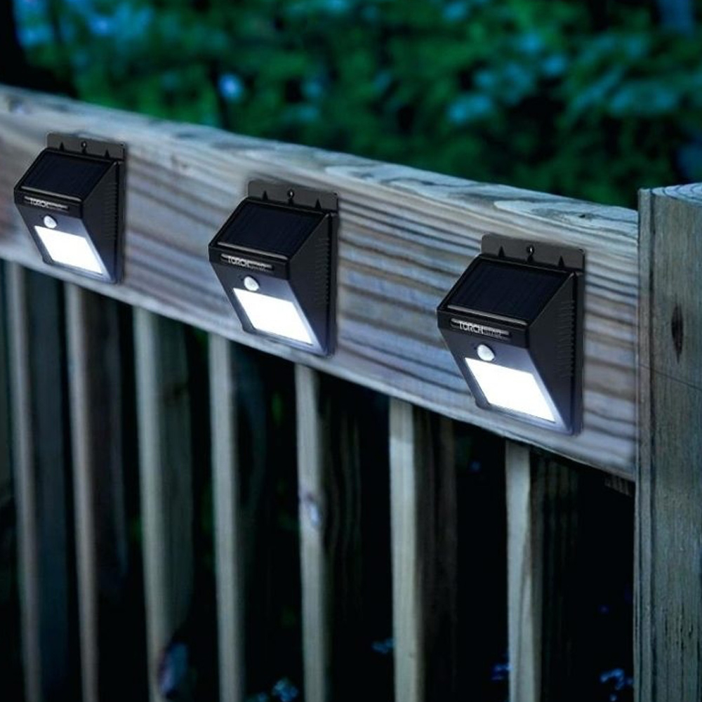 Pack of 4 Waterproof Motion Detecting PIR Solar Powered LED Wall Lights