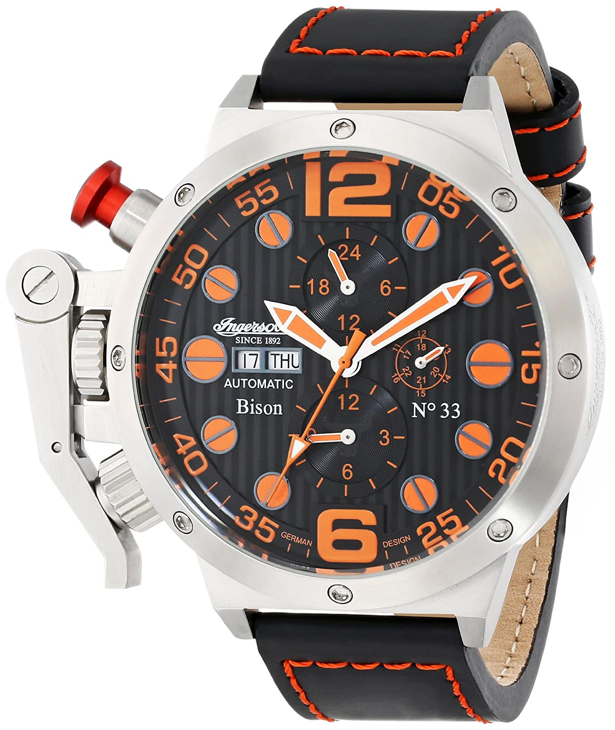 Men's Bison No. 33 Analog Display Automatic Self Wind Black Watch