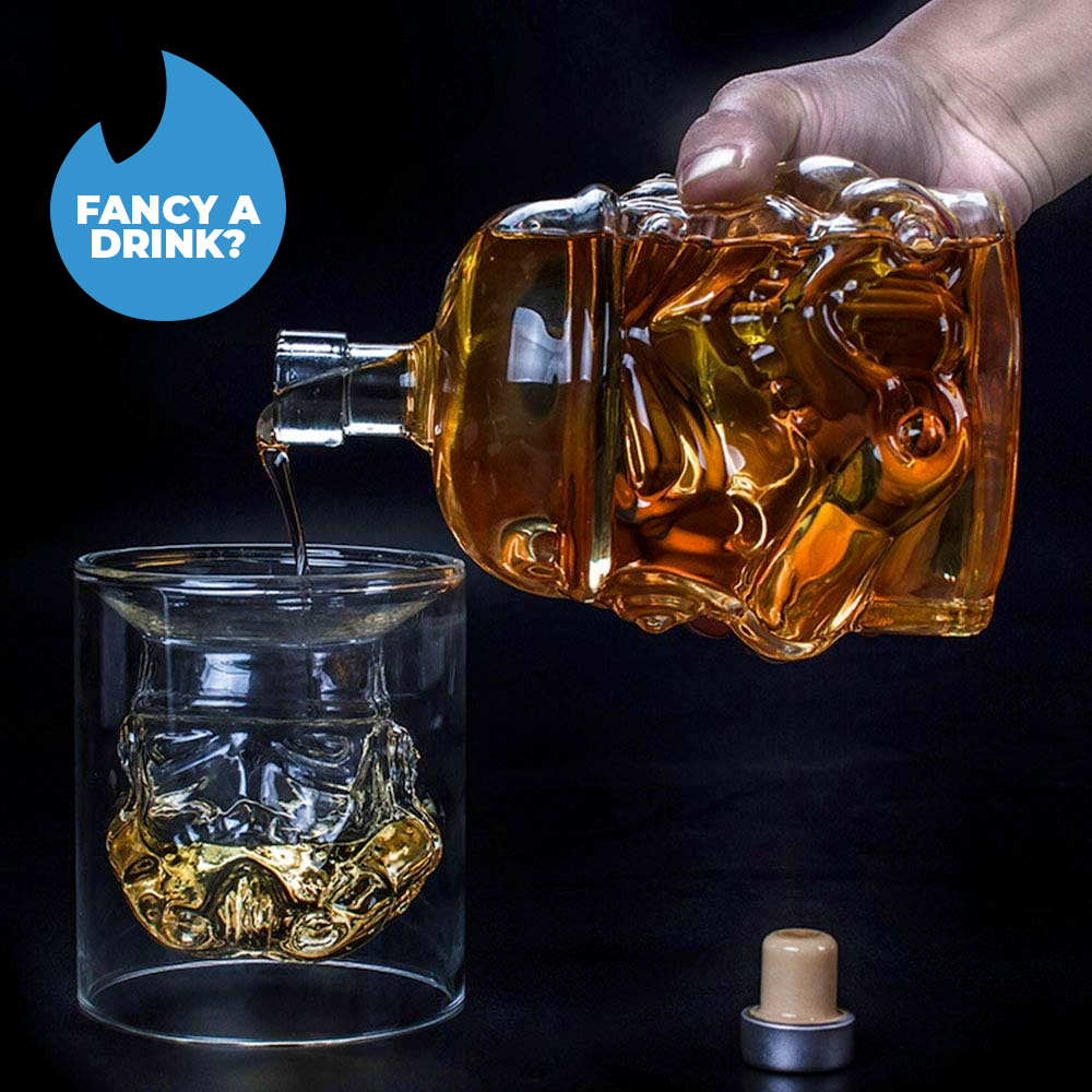 750ml Whiskey Helmet Decanter + Tumbler 