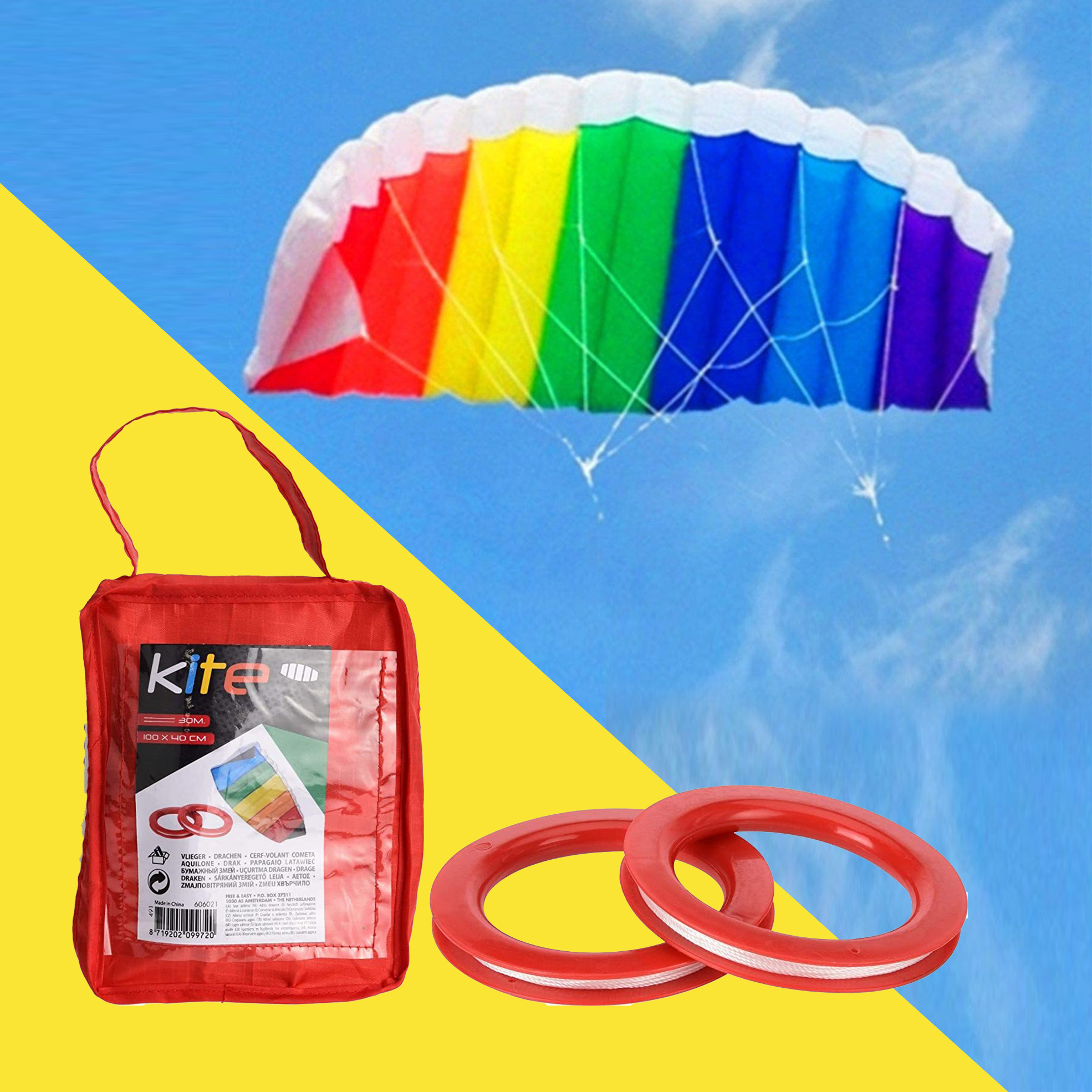 Kids 1m Foil Kites with Dual Handles