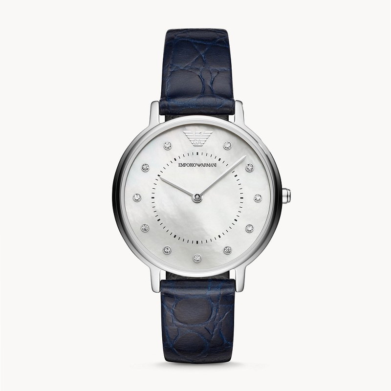 Women's Two-Hand Blue Leather Watch