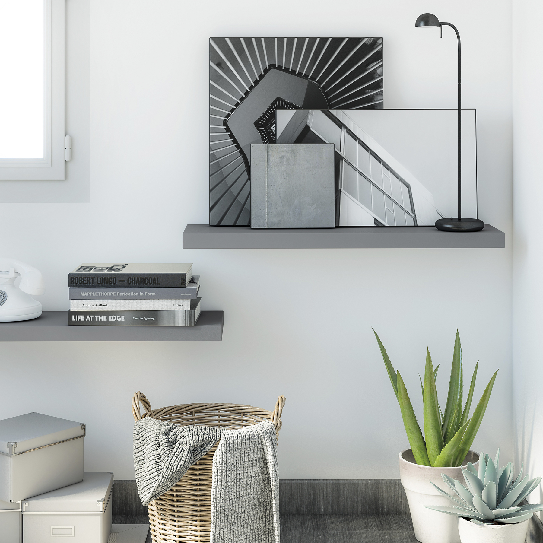 Modern MDF Wood Floating Shelf