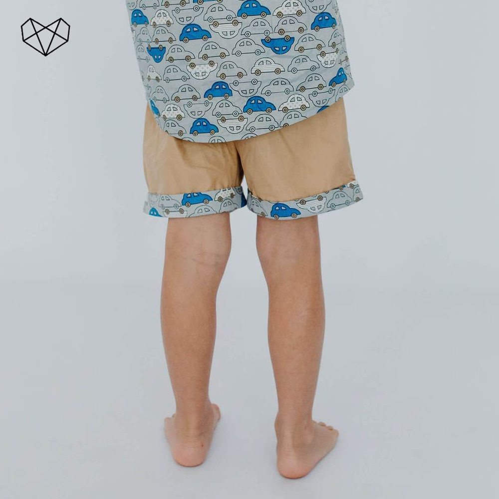 Boys Fish and Cars Print Turn up Shorts