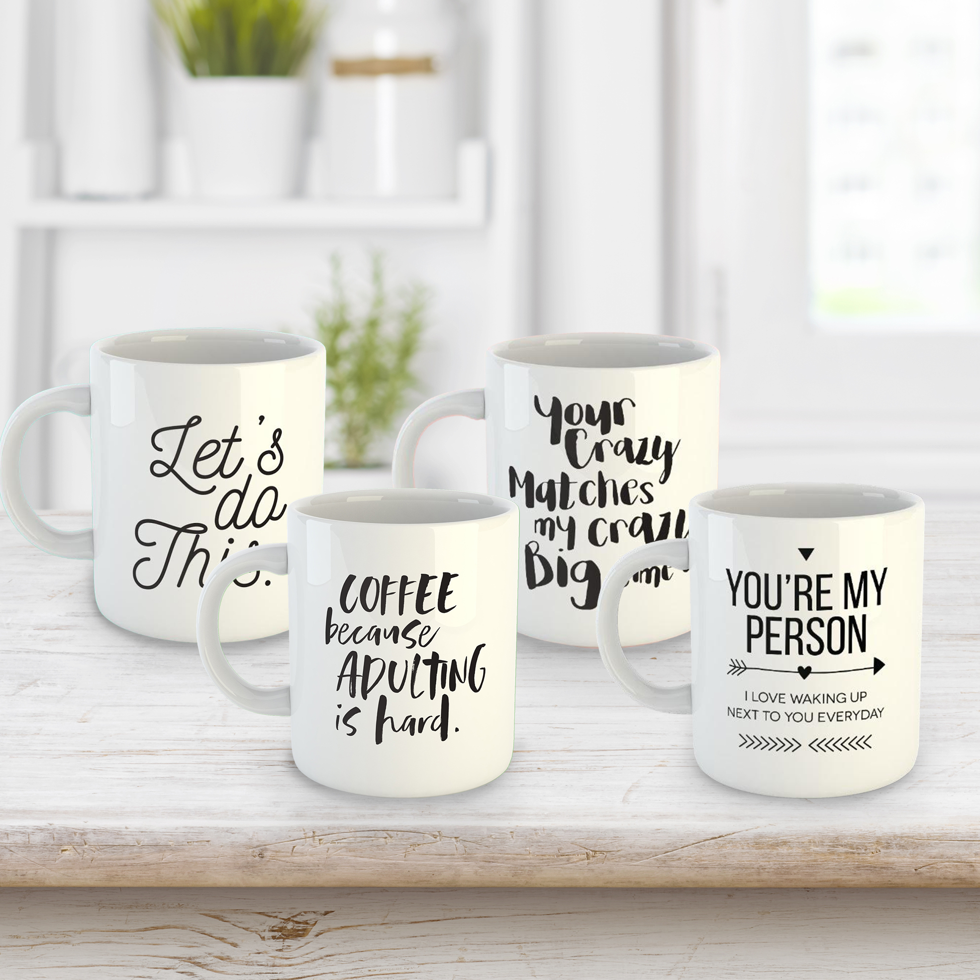 Set of 2 Motivational Quote Mugs