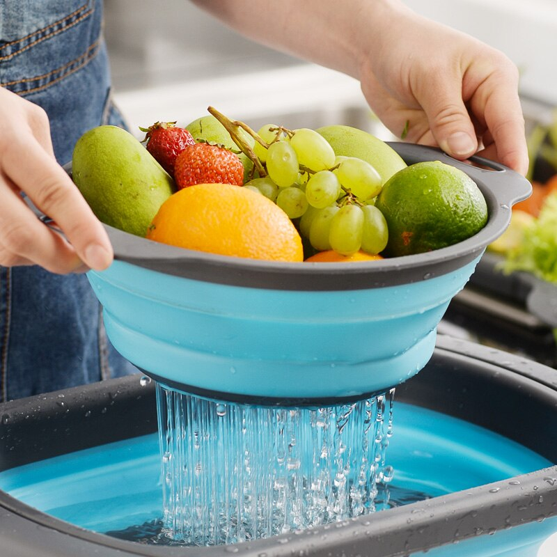 Pack of 2 Collapsible Silicone Kitchen Strainers