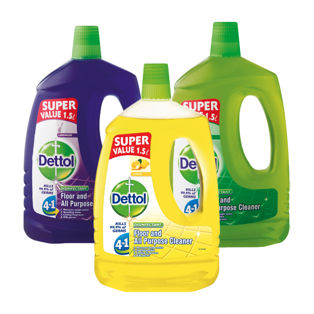 Pack of 2 1.5L 4-in-1 Disinfectant Floor and All Purpose Cleaners