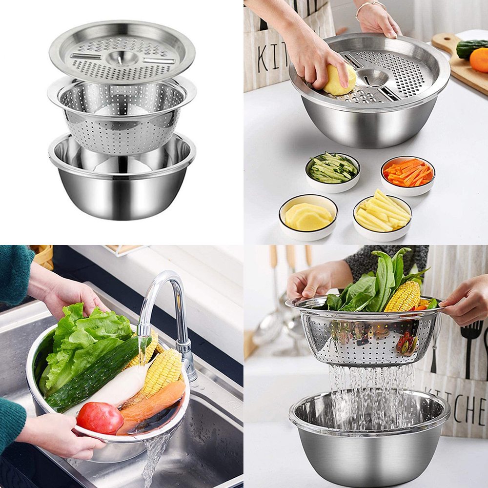 Multi-Purpose Vegetable Grater, Slicer, Strainer and Bowl Set