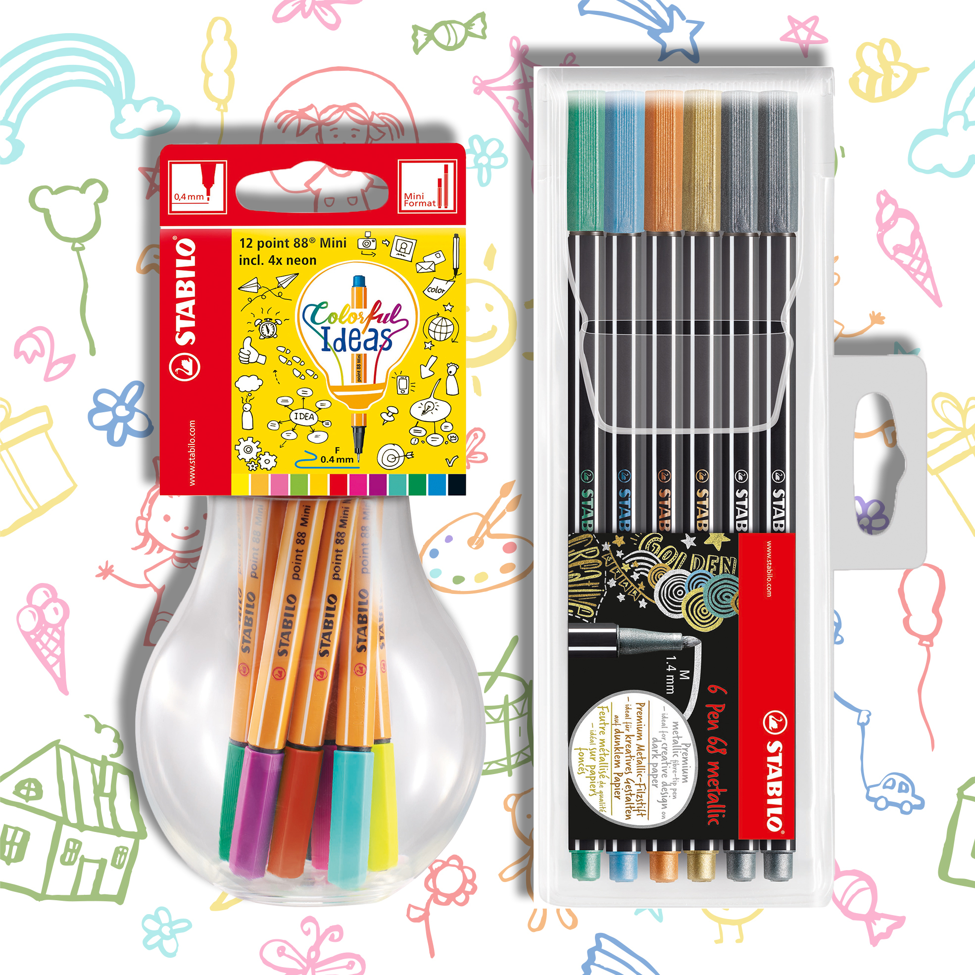 Set of 6 Metallics and Set of 12 Point 88 Mini Fineliners