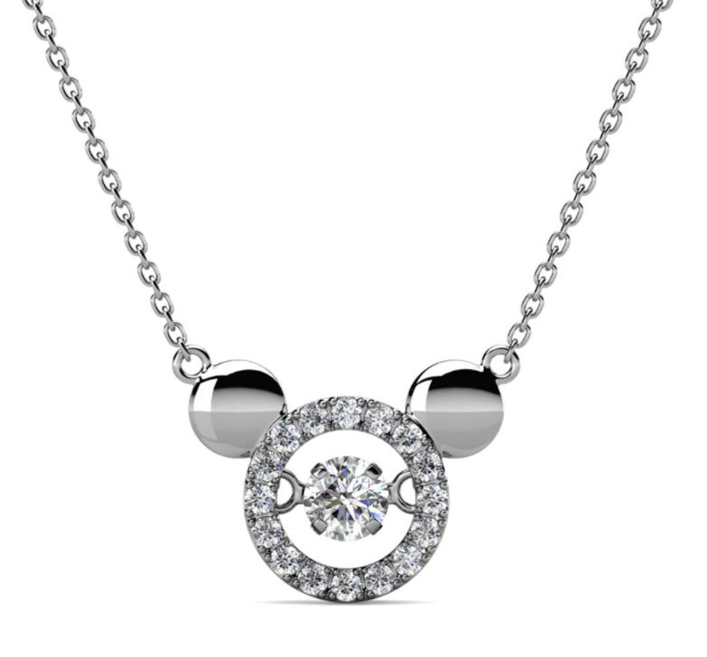 Dancing Mickey Mouse Necklace with Swarovski Crystals