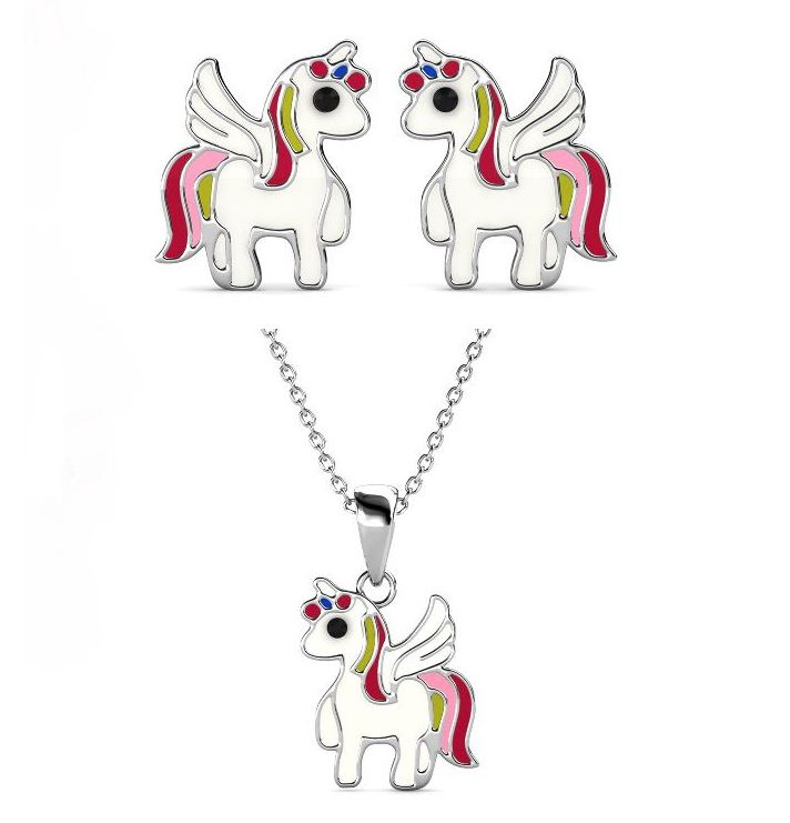 925 Sterling Silver Kid's Jewelry Set with Swarovski Crystals