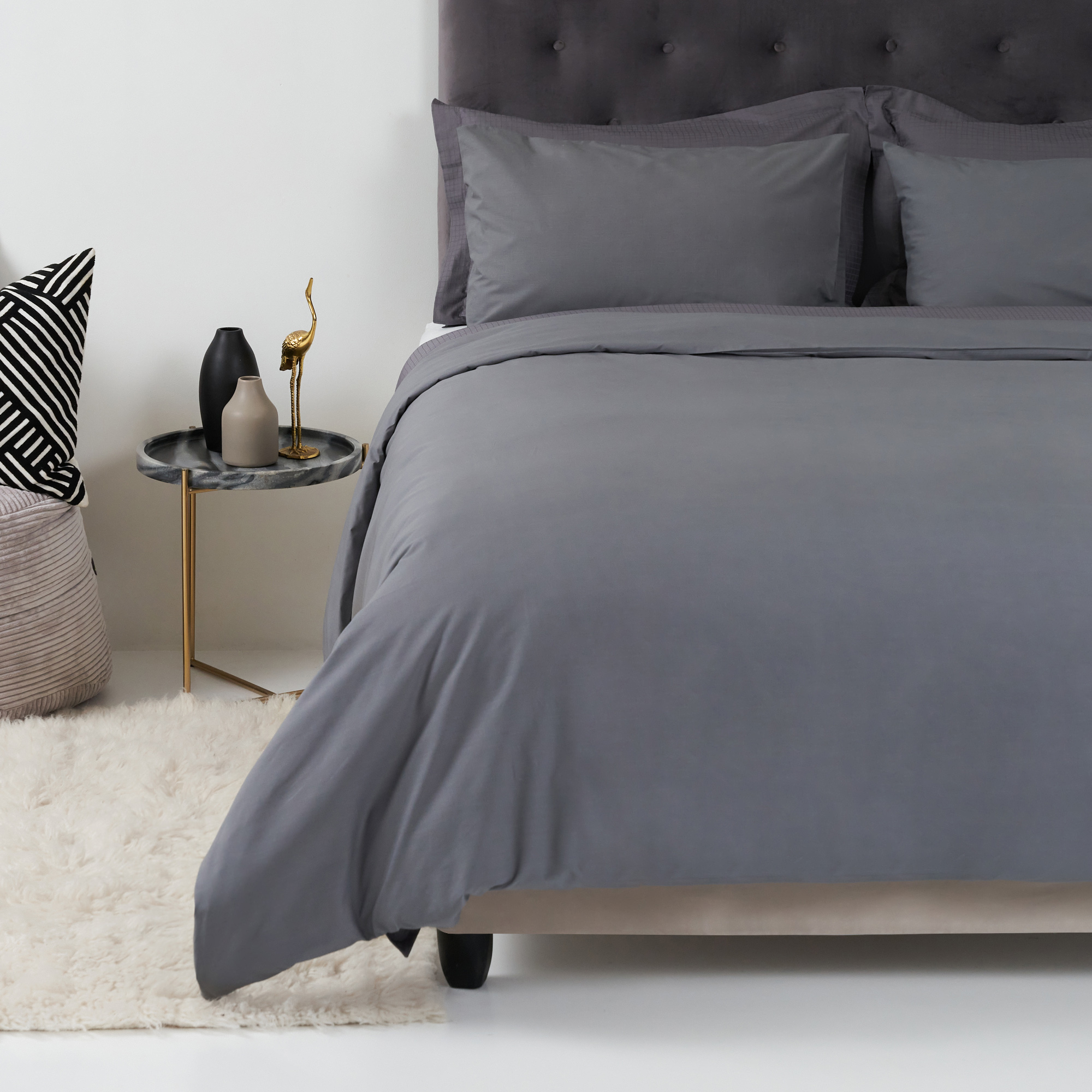 200 Thread Count 50/50 Cotton Percale Duvet Cover with Pillowcases