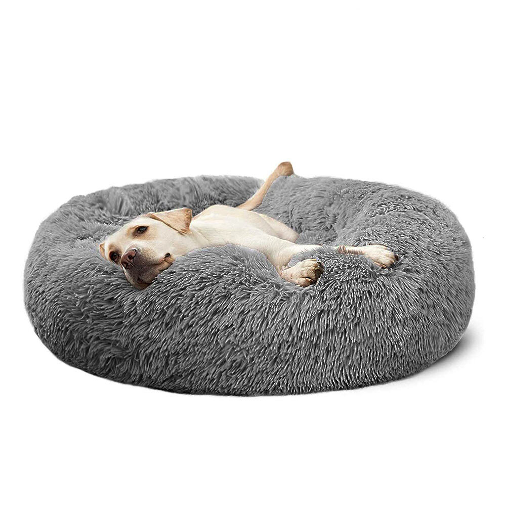 Round Shaggy Donut Pet Bed