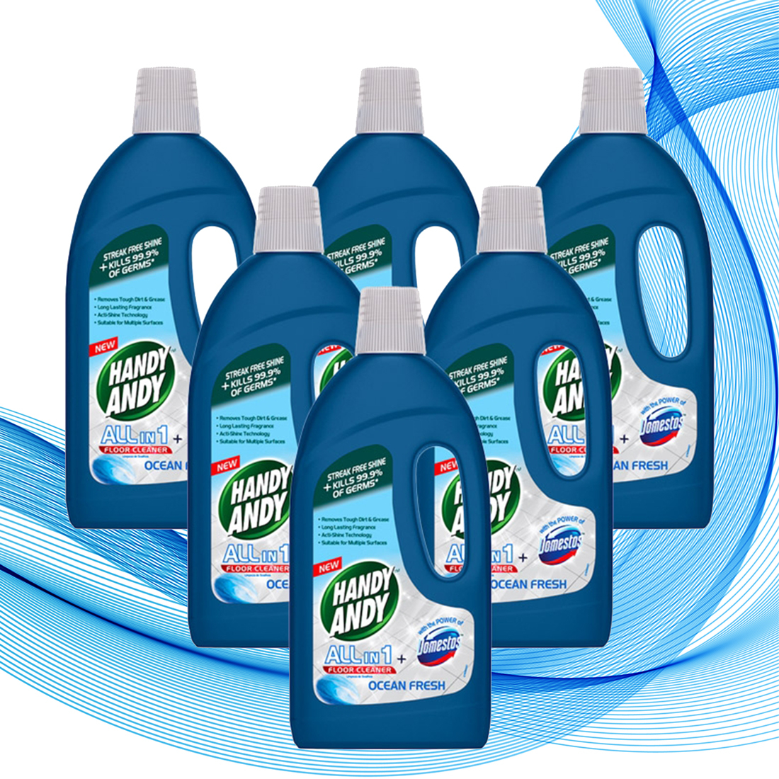Pack of 6 750ml All-in-1 Floor Cleaner with the Power of Domestos