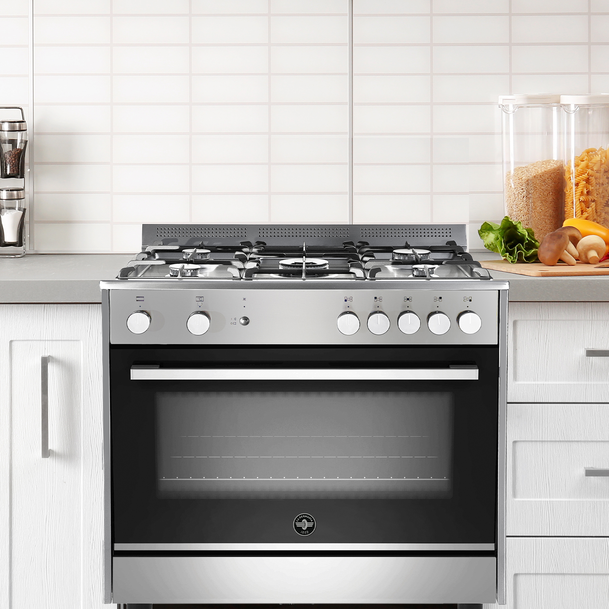 Parma 90cm Stainless Steel 5-Burner Gas Hob with Electric Oven