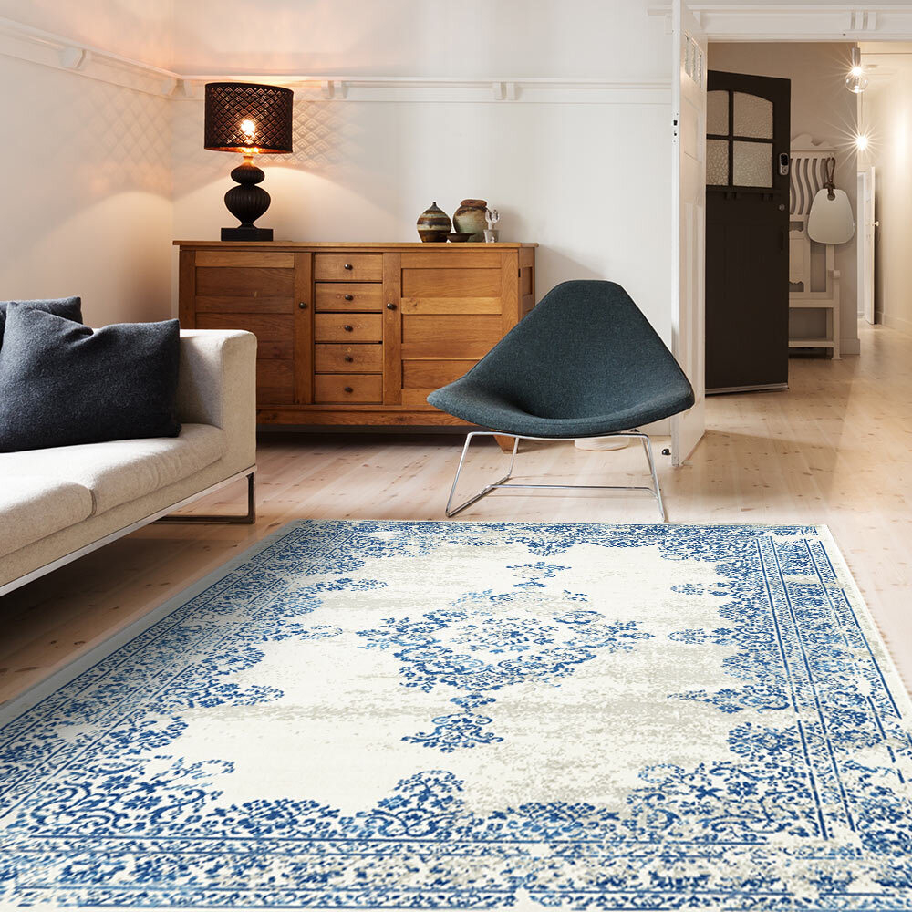 Dark Blue & White Medallion Design