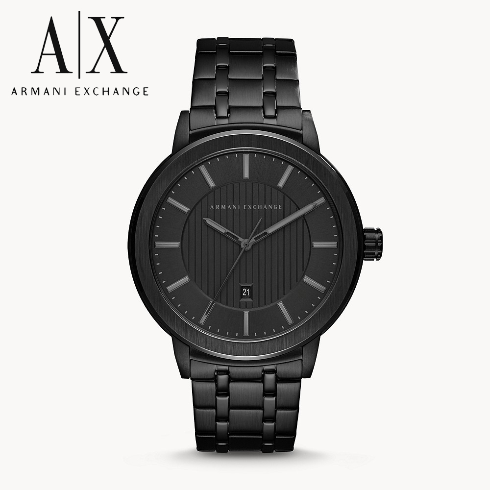 Men's Maddox Three-Hand Date Black Stainless Steel Watch