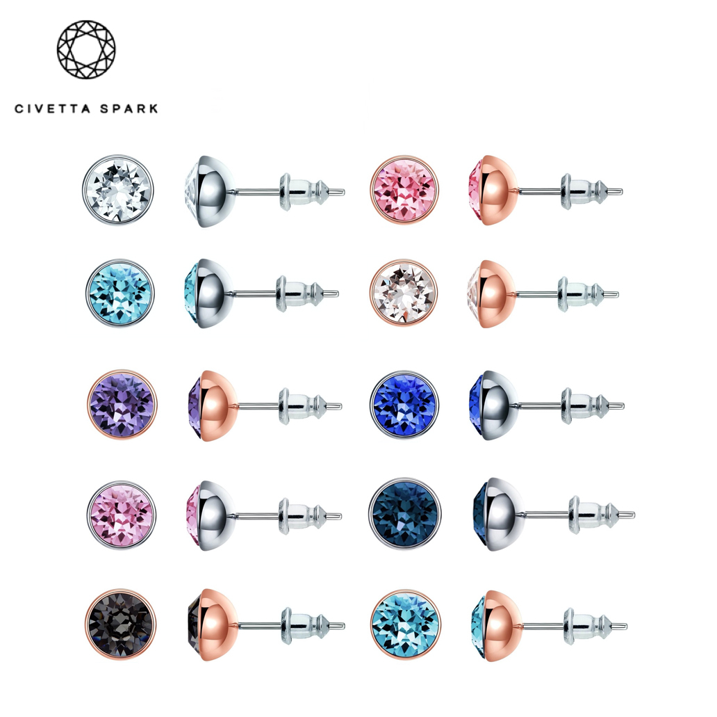 Set of 3 Chene Stud Sets with Swarovski Crystal 