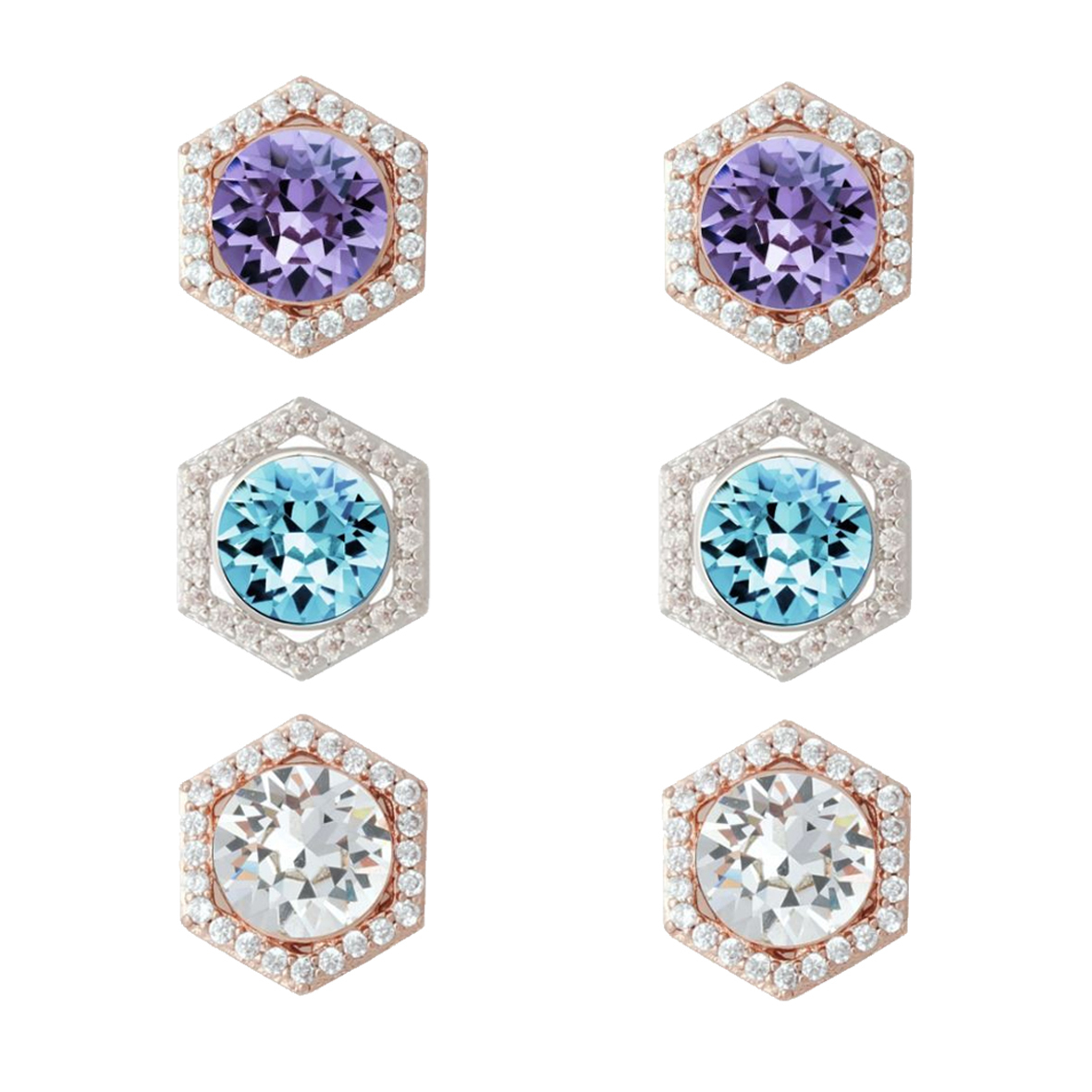 Honeycomb Earrings with Swarovski Crystal