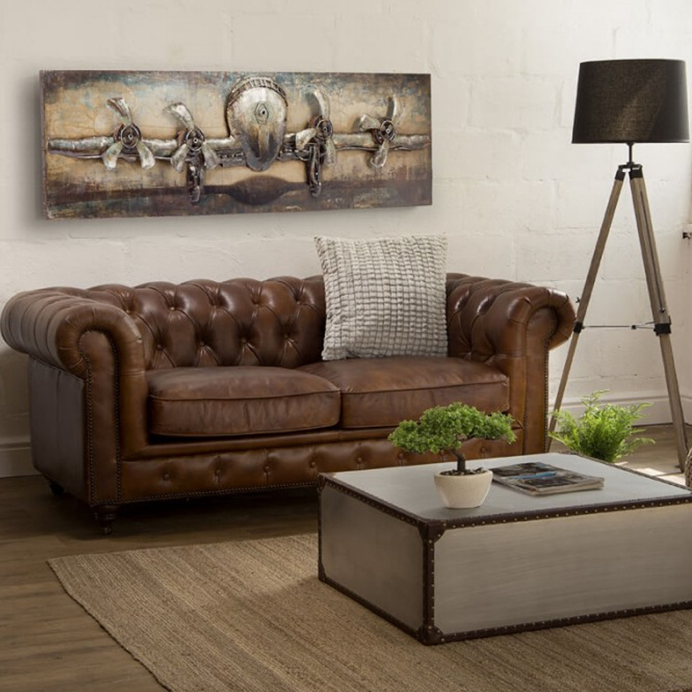 Full Grain Leather Chesterfield 2 Seater Sofa