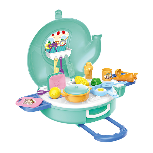 27 Piece Kids Pretend Kitchen Playset in Elephant Case Trolley