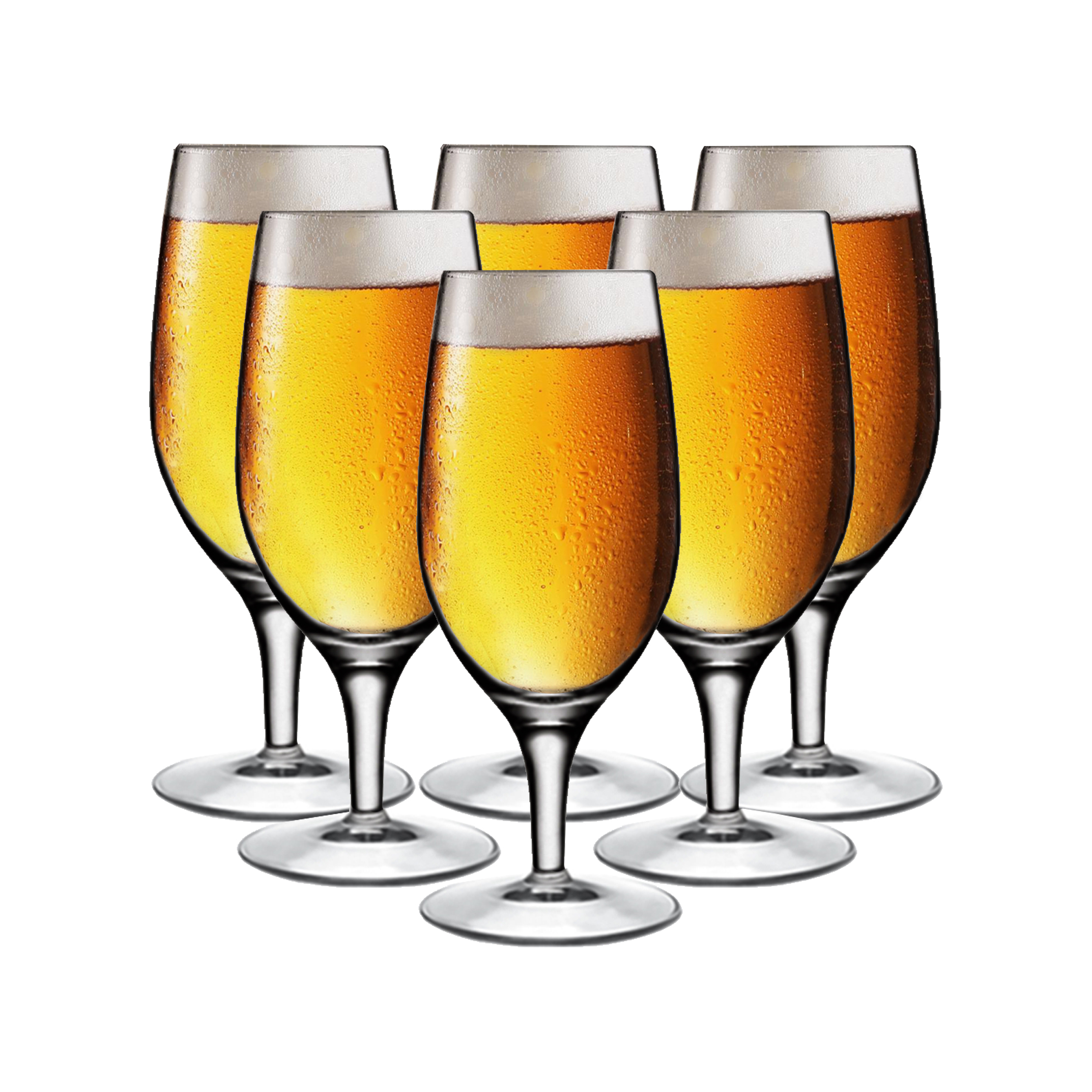Set of 6 370ml Stemmed Beer Glasses