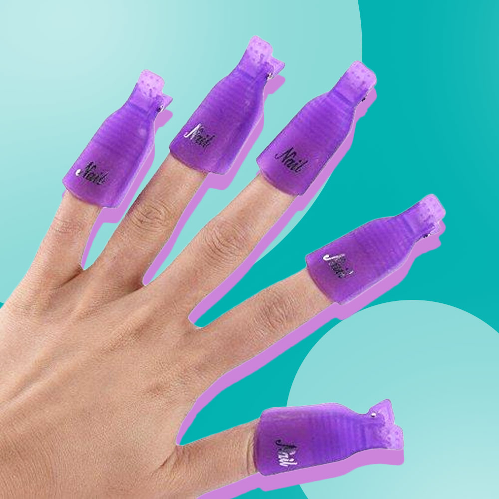 10 Piece Reusable Nail Polish, Gel and Acrylic Remover Soaker Covers (Acetone Compatible)