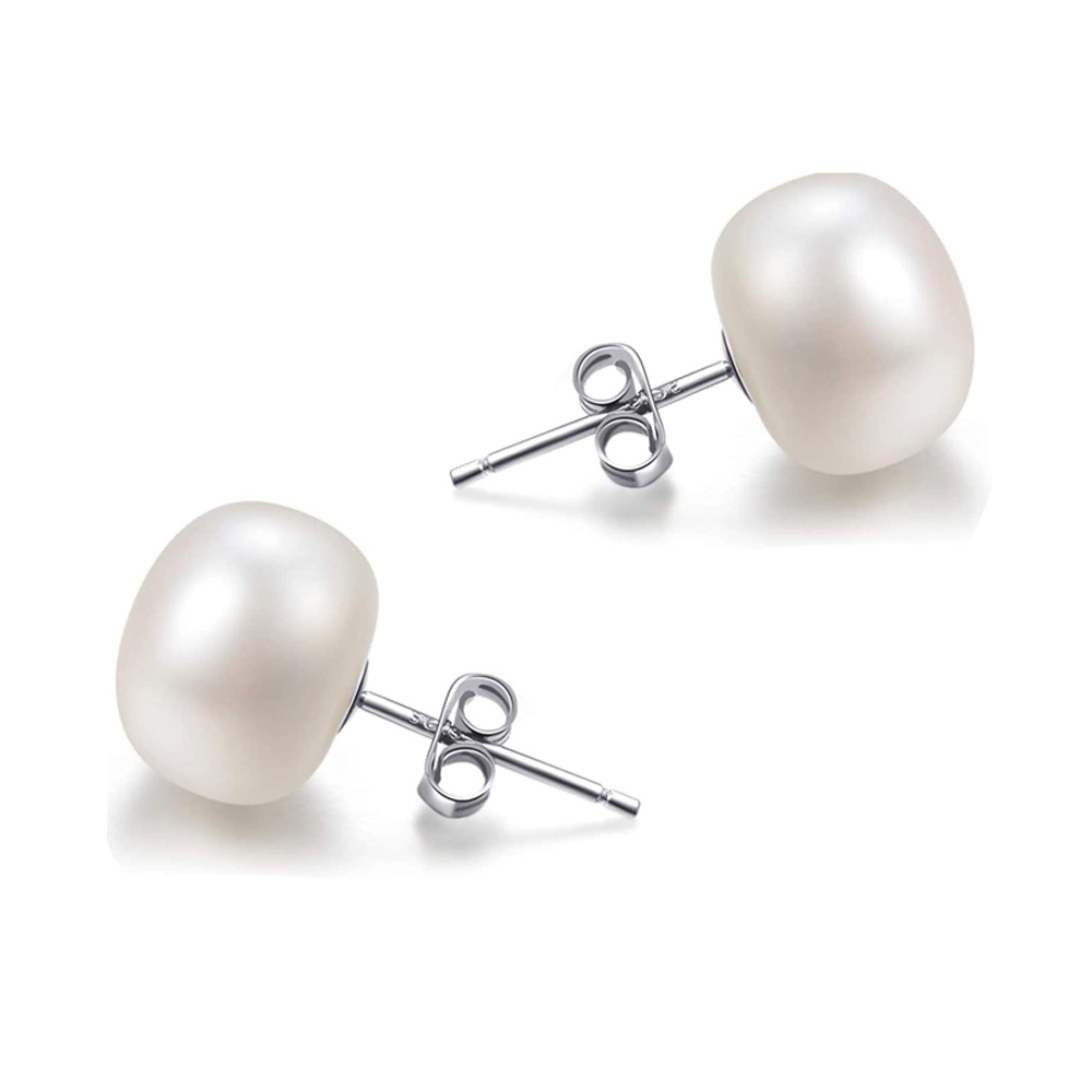 Freshwater Pearl Stud Earrings with 925 Sterling Silver