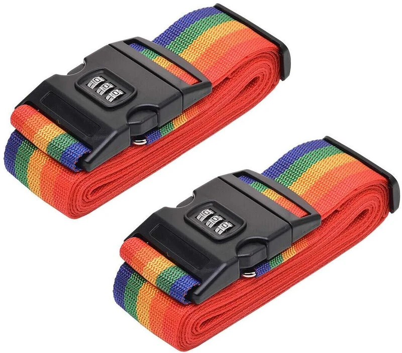 Pack of 2 Multicoloured Luggage Belt with Combination Lock
