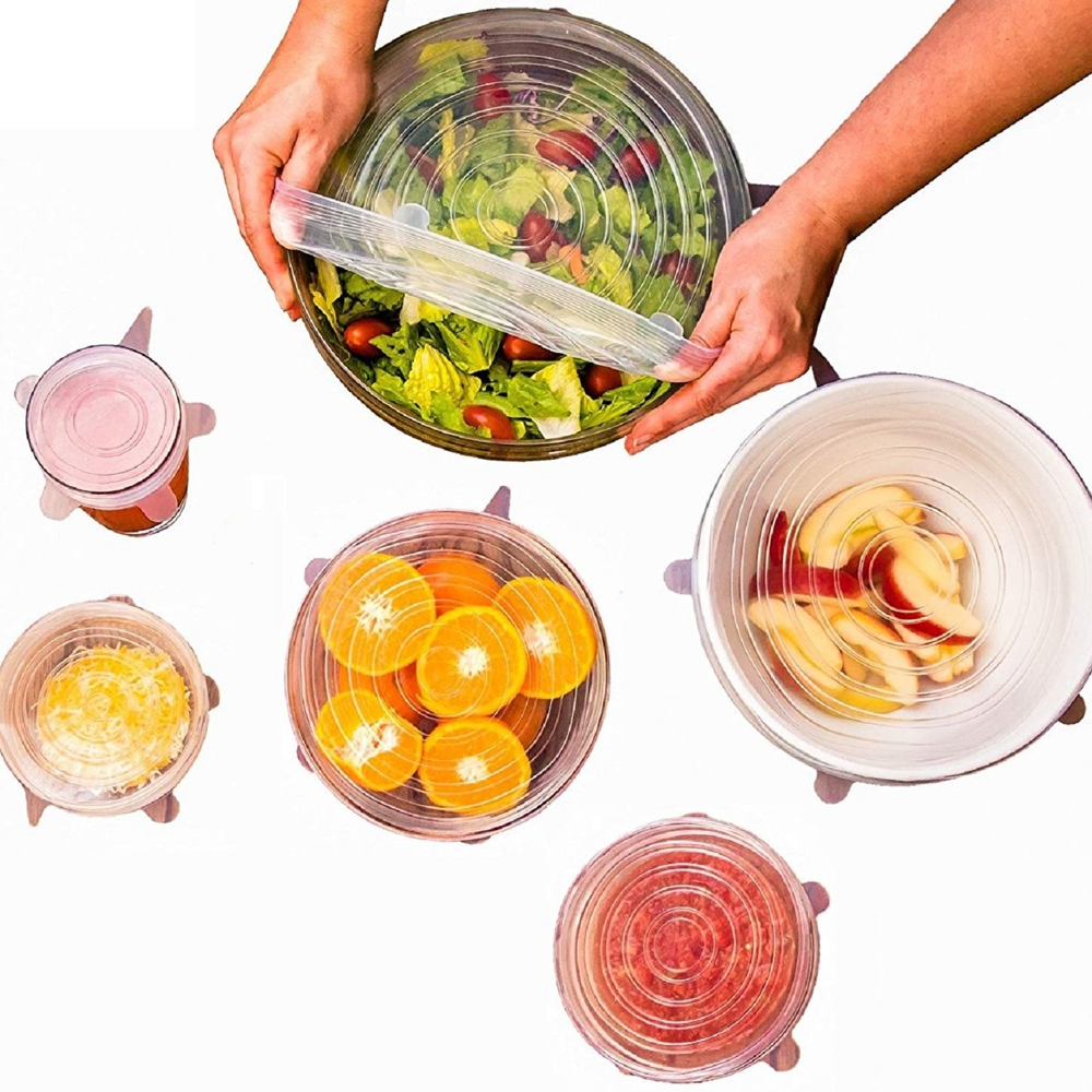Pack of 6 Silicone Stretch Lids Food Savers
