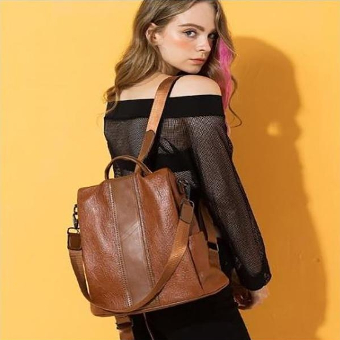 Ladies Anti-Theft Vegan Leather iPad/Tablet Backpack