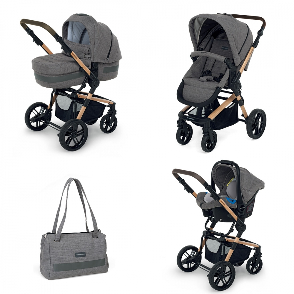 I Wood Elite Travel System with X Base Isofix (Carrycot, Stroller, Carseat and Bag)