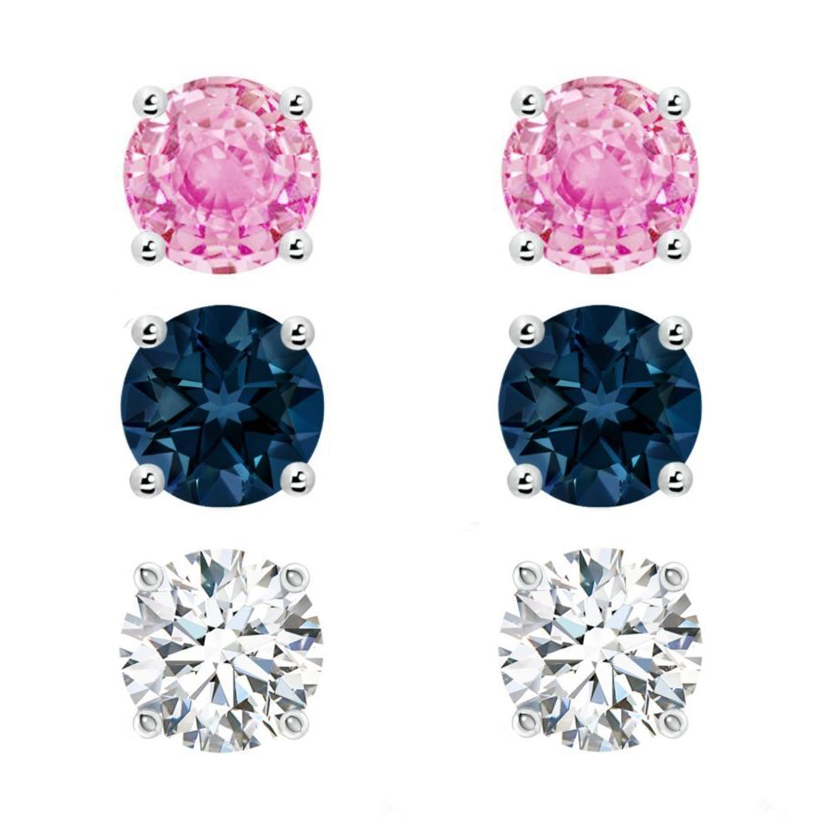 Round Stud Earrings with Swarovski Crystal