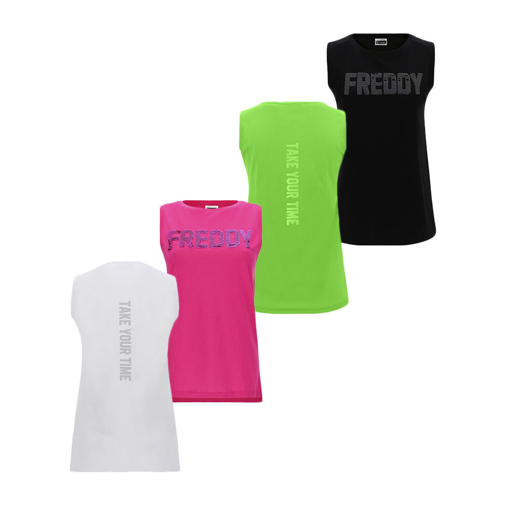 Comfort-Fit Tank Top with Sequins and Print