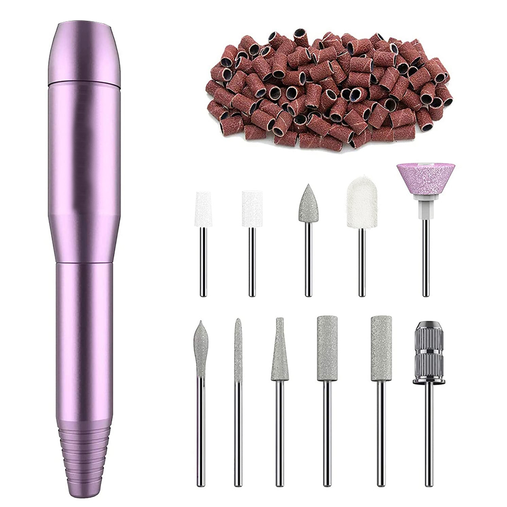 USB Powered Portable Electric Nail Drill (11 Drill bits & 56 Sanding Belts Included)
