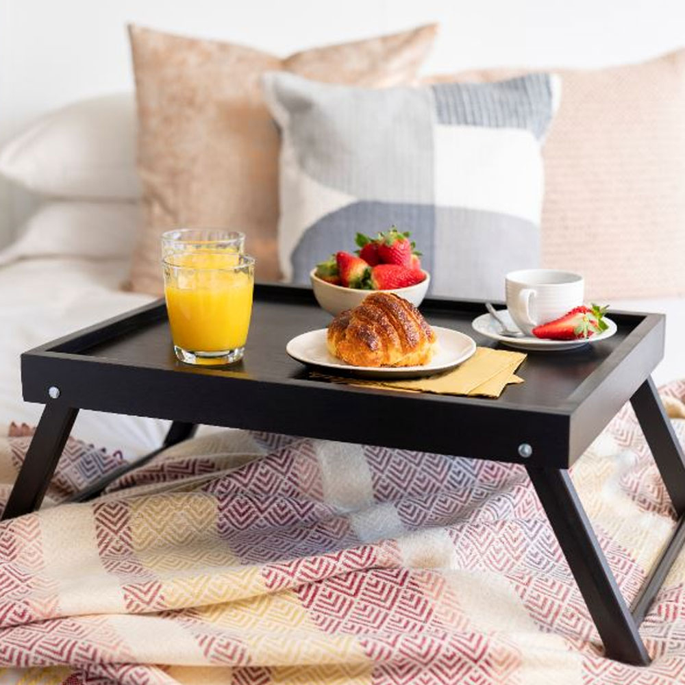 Multi-Purpose Dark Wood Breakfast Tray