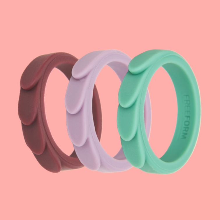 Pack of 3 Women's Feather Silicone Rings