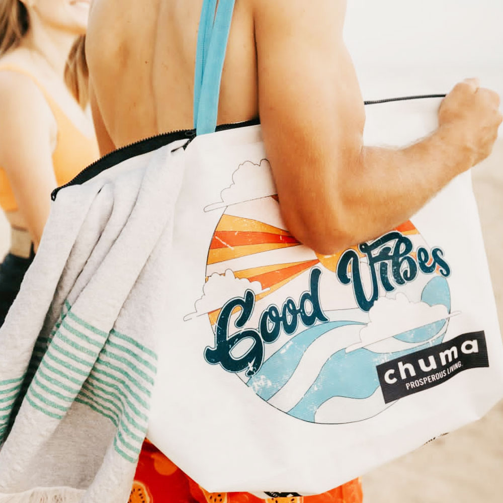 100% Recycled Fabric Beach Bags