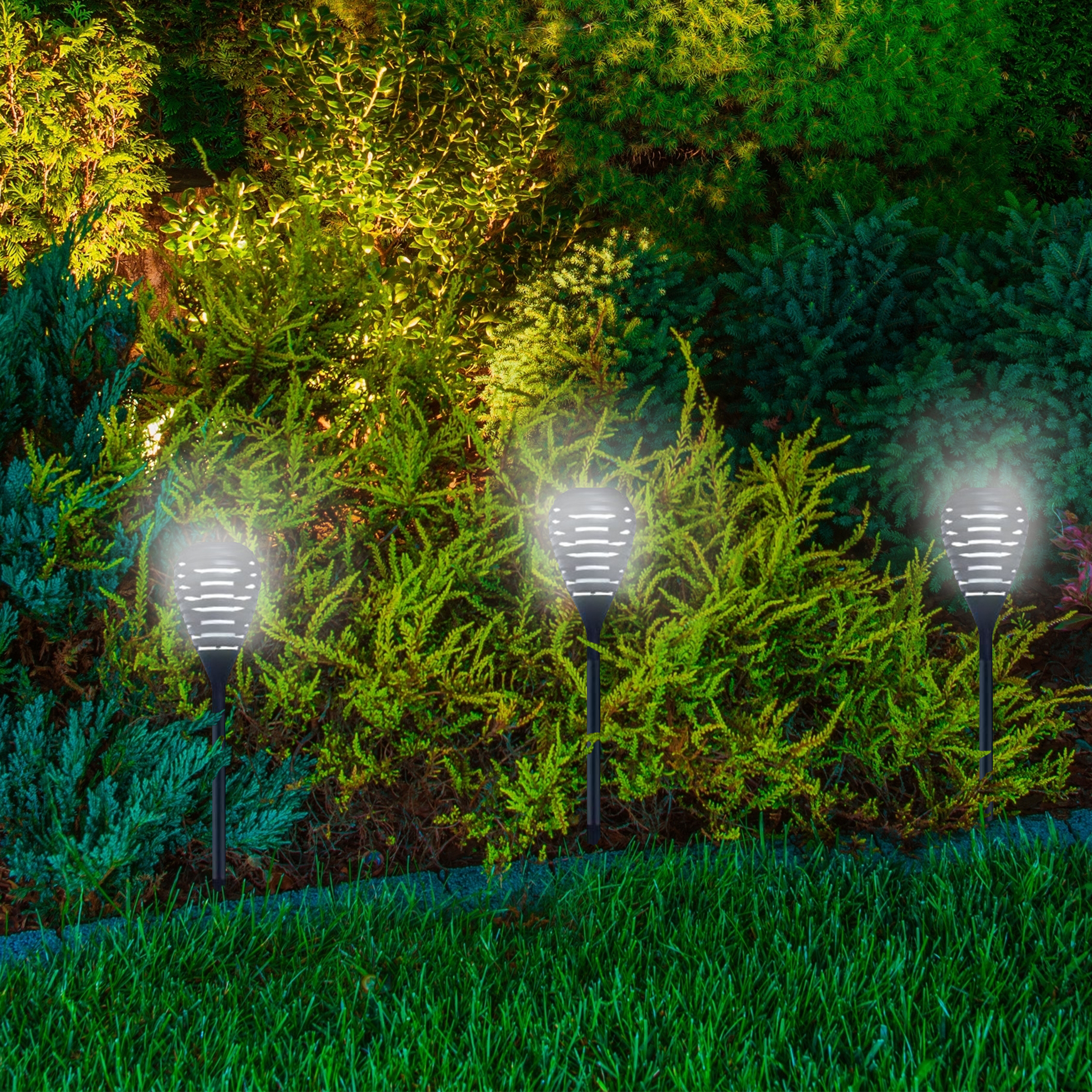 Outdoor Solar Powered Flame Spike Light