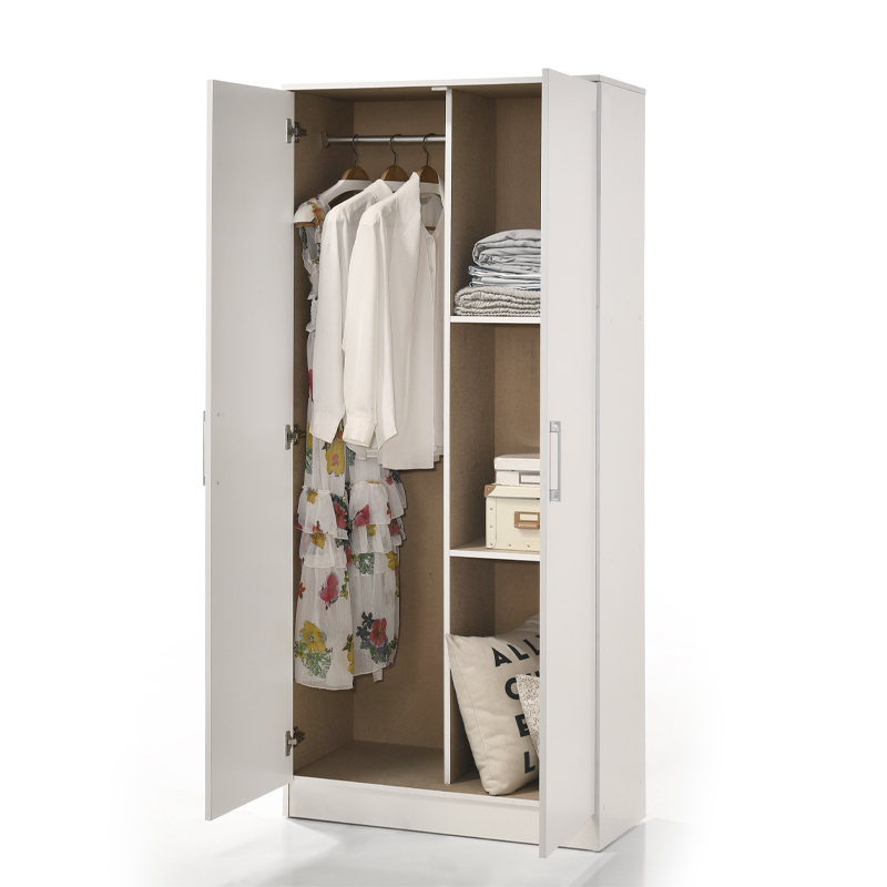 2-Door White Studio Wardrobe