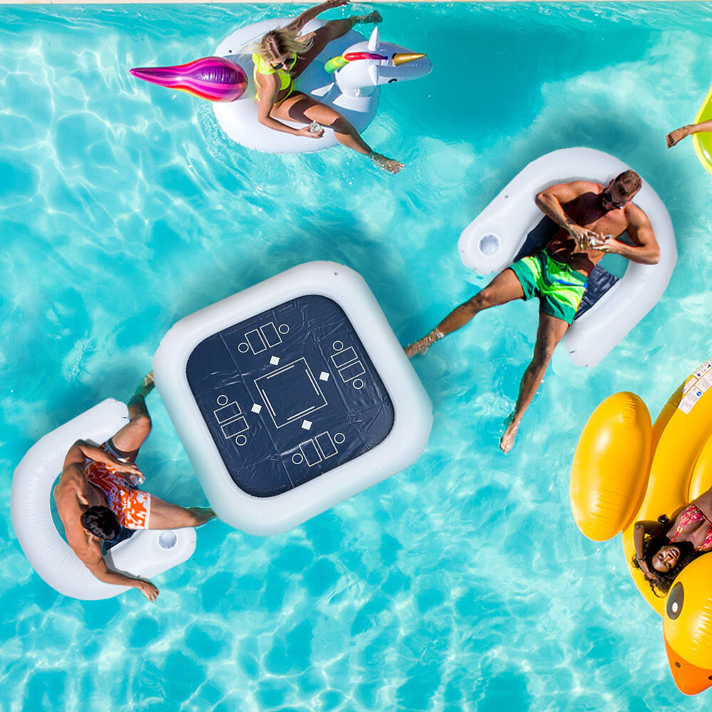 Inflatable Floating Card Game Table with Two Floating Chairs
