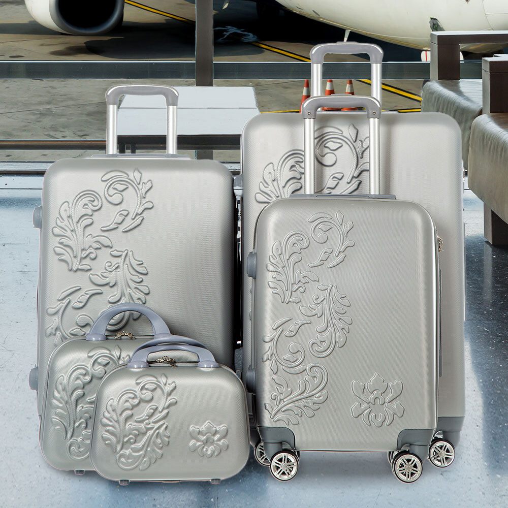 5 Piece Floral Hard Shell ABS Luggage Travel Set